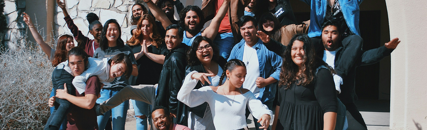 Group of diverse people celebrating together